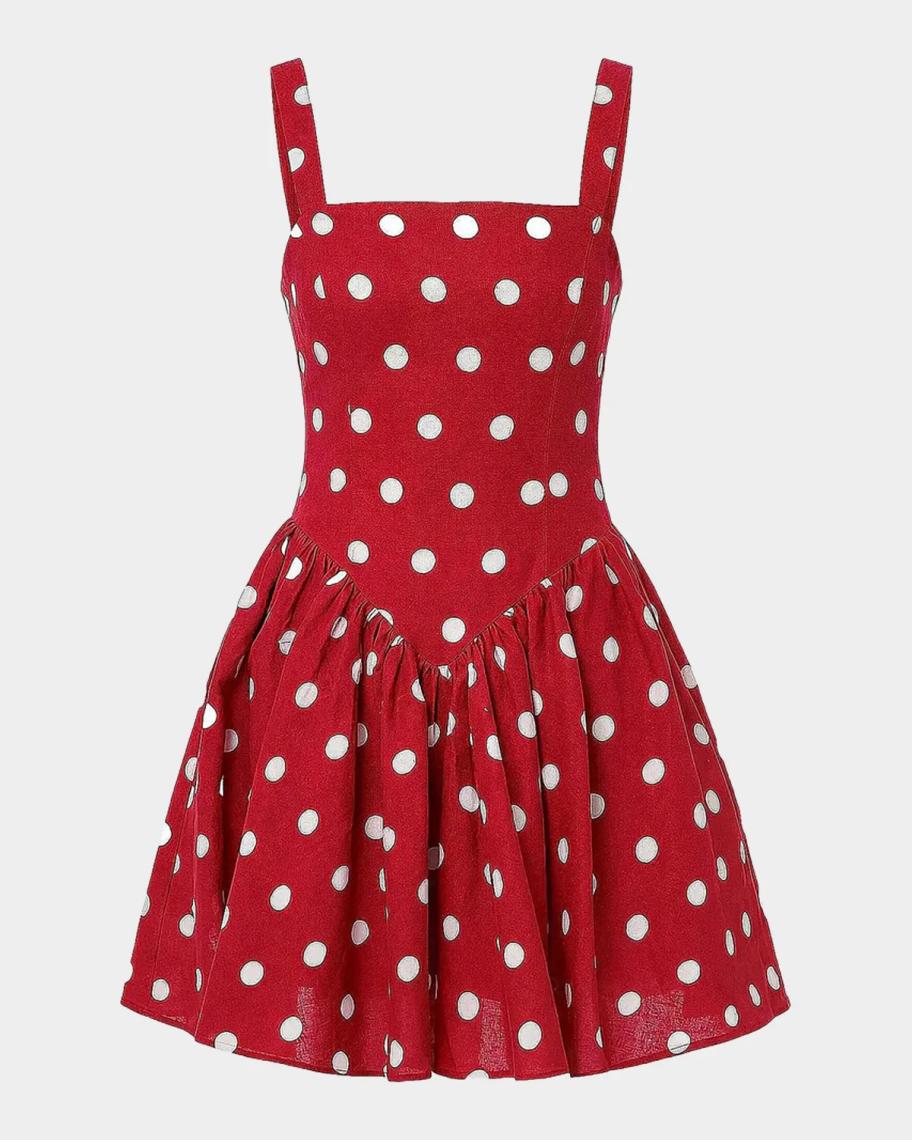 NICHOLAS Vittoria Polka Dot Flounce Mini Dress | Neiman Marcus