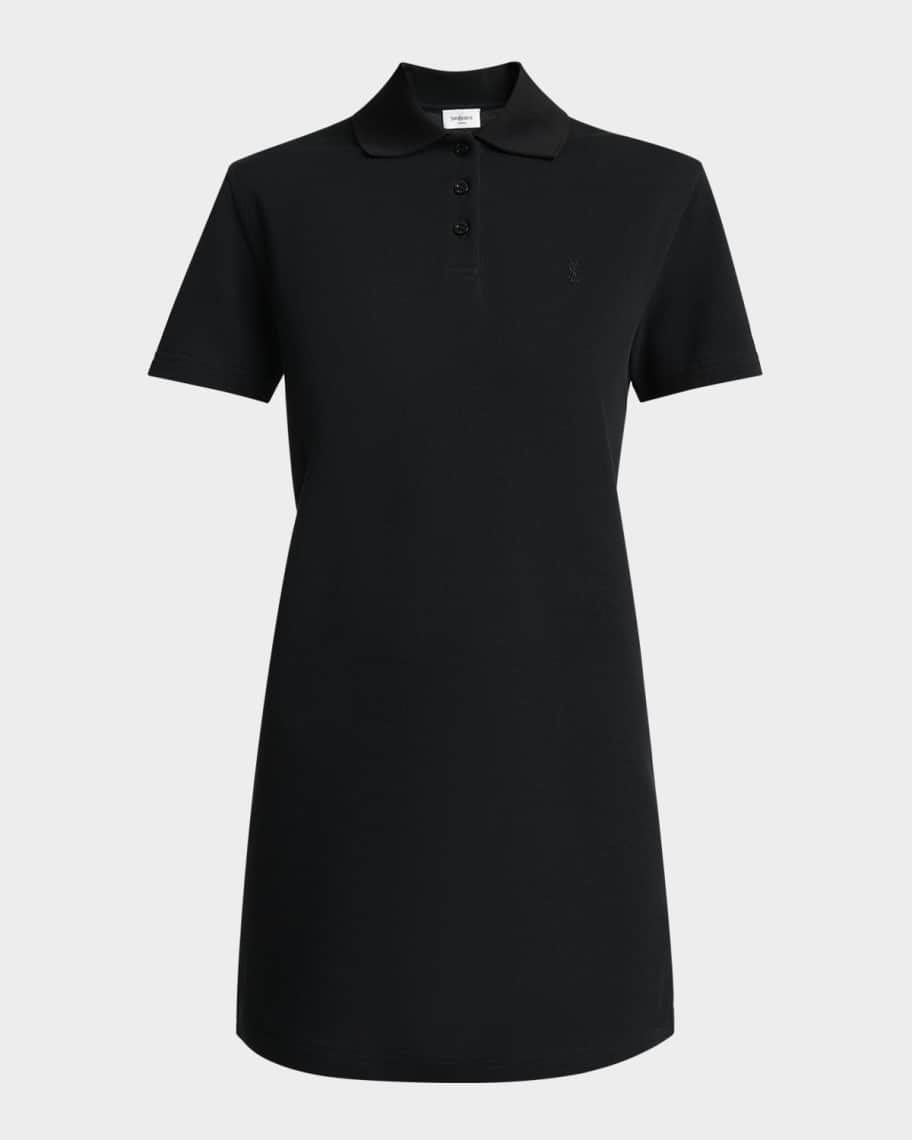 Saint Laurent Short-Sleeve Cotton Pique Mini Polo Dress | Neiman