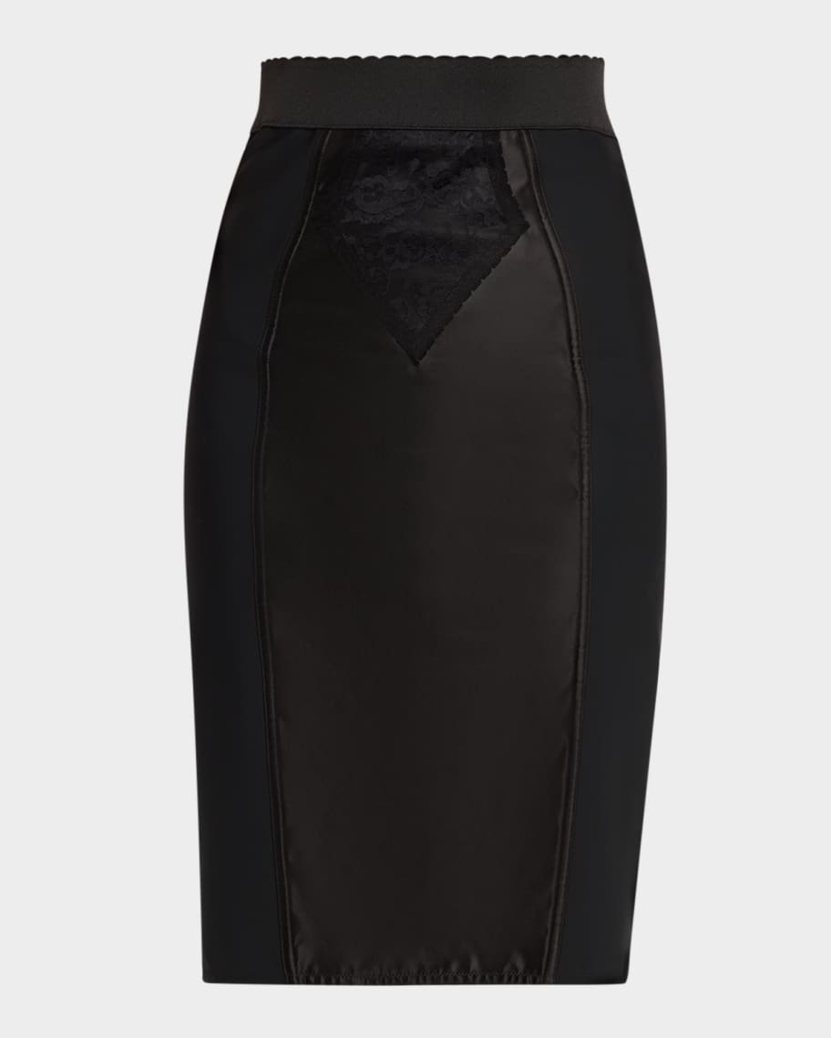 Dolce&Gabbana Lace Satin Paneled Pencil Skirt | Neiman Marcus