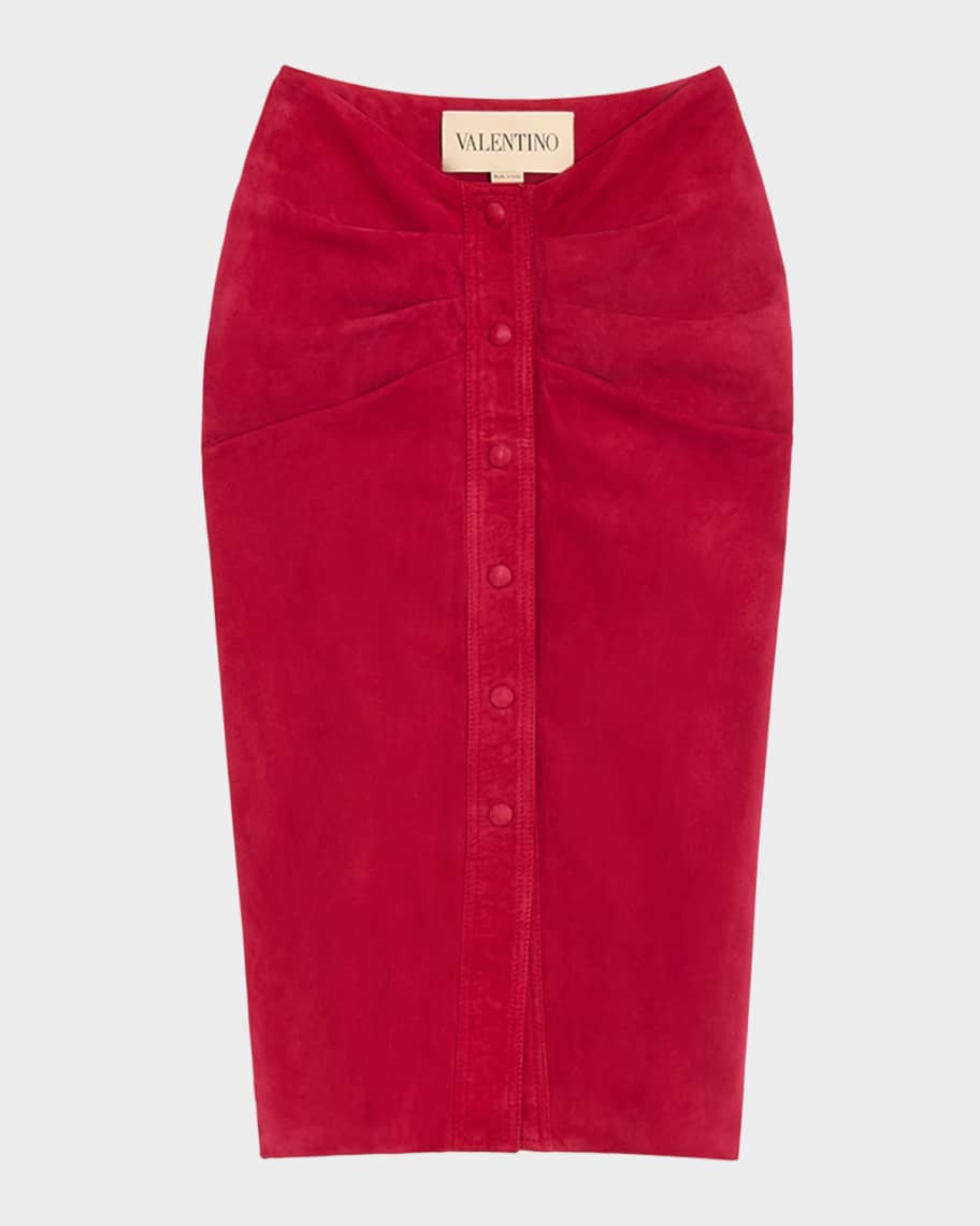 Valentino Garavani Ruched Suede Skirt | Neiman Marcus