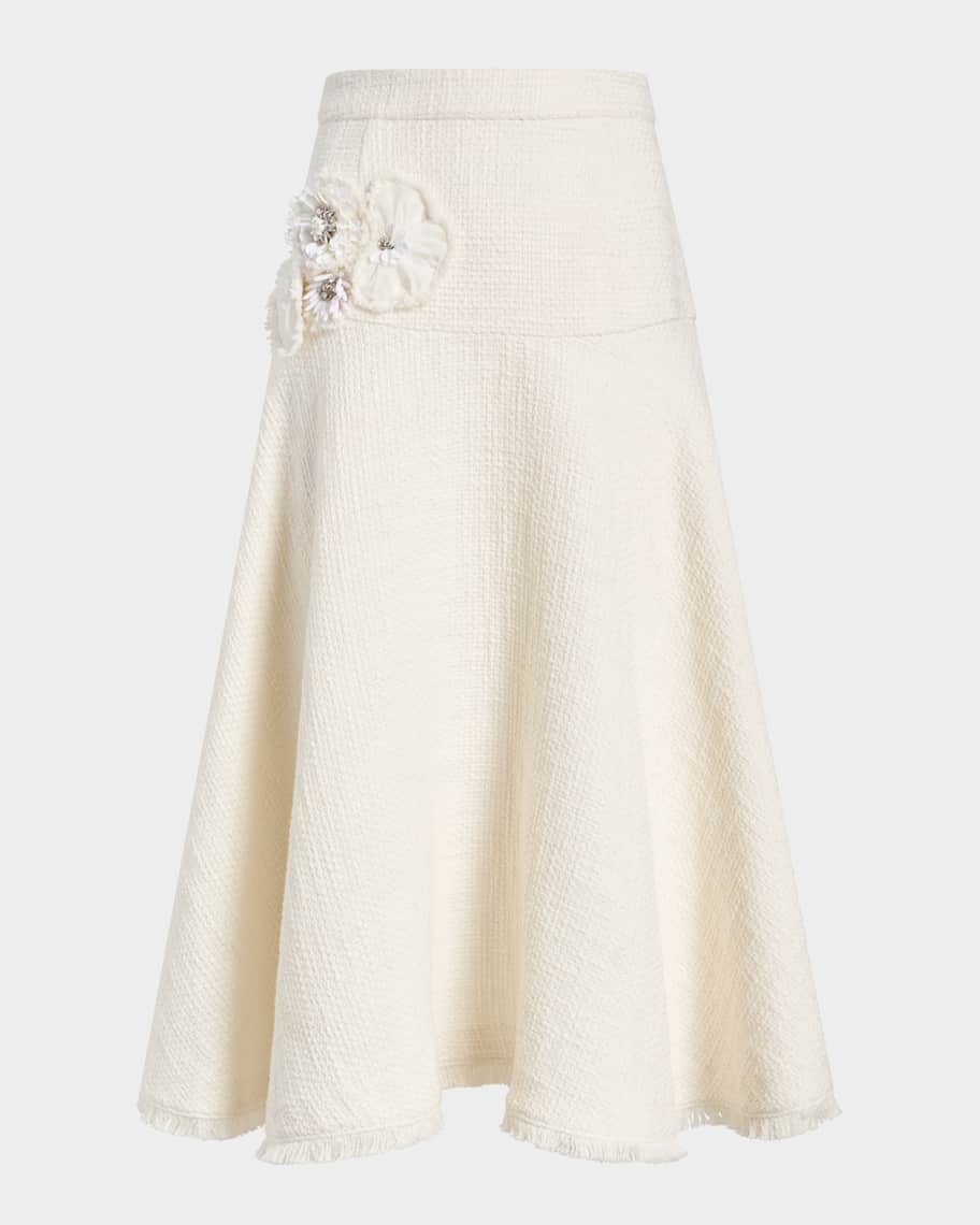 Cinq a Sept Henriette Crunchy Flower Tweed Skirt | Neiman Marcus