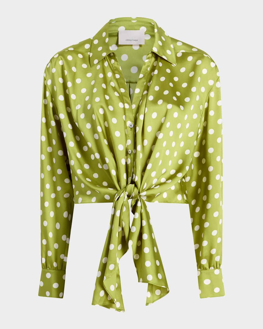Cinq a Sept Marianna Satin Camille Polka Dot Shirt | Neiman Marcus