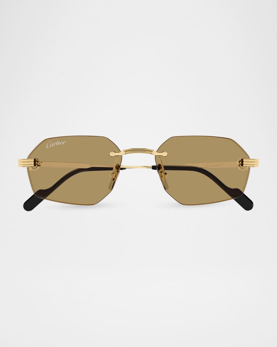 Cartier Men's CT0616S-002 Metal Rectangle Sunglasses | Neiman Marcus