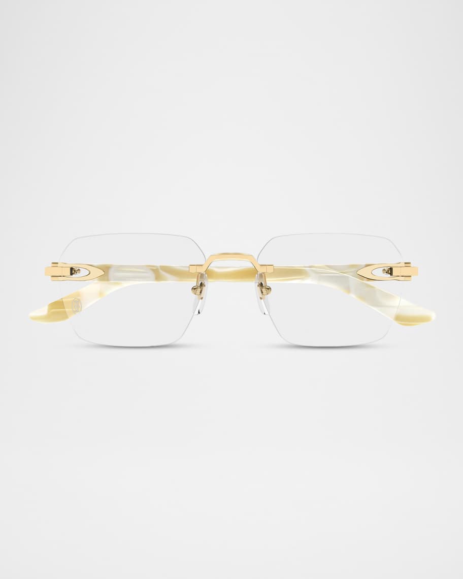 Cartier Men's CT0623O-004 Metal and Acetate Rectangle Eyeglasses