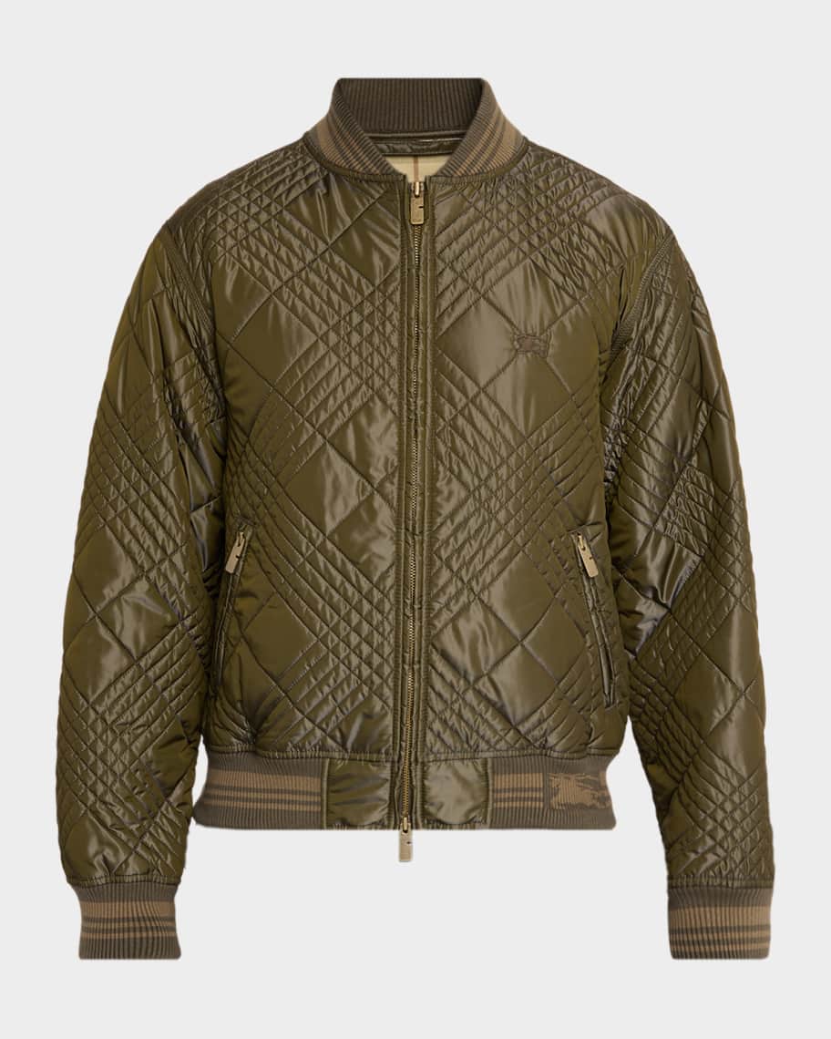 Burberry Men's Rakewood Micro Check-Stitch Bomber Jacket | Neiman
