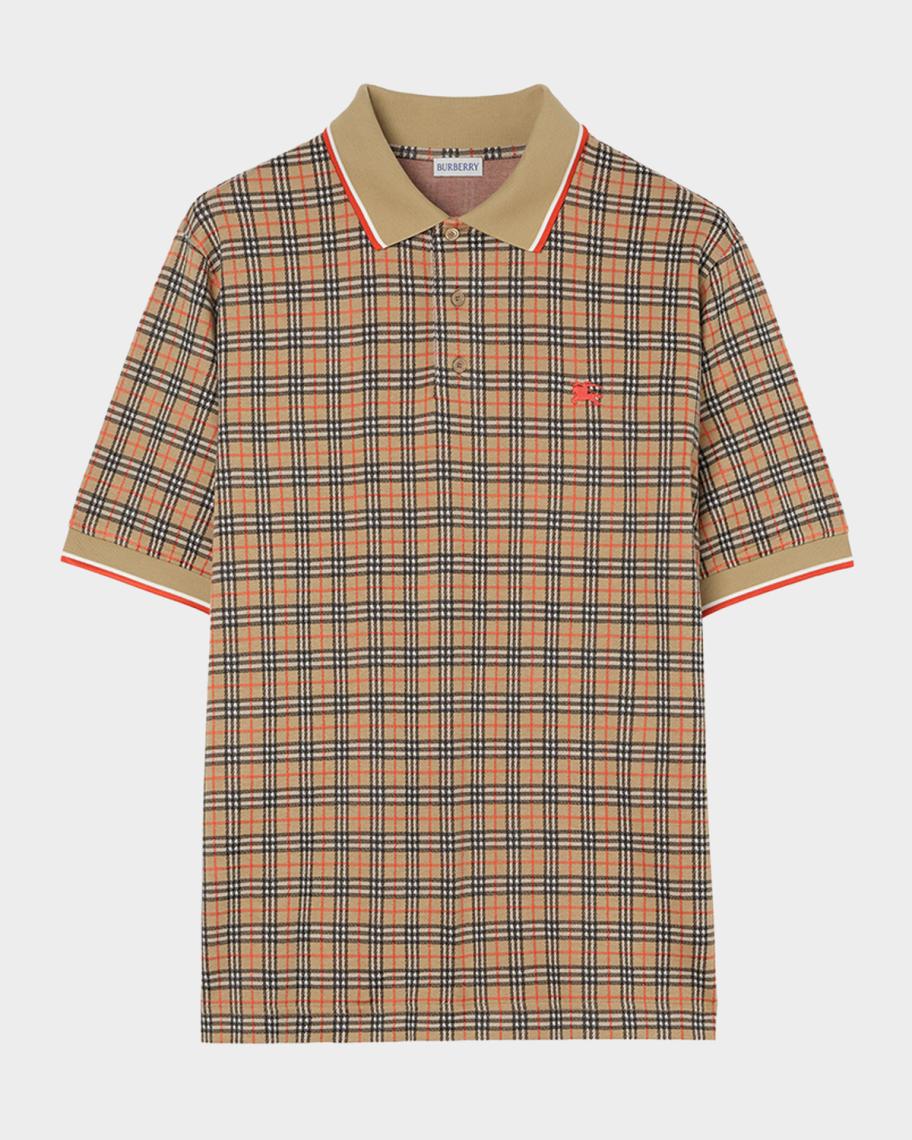 Burberry Men's Check Cotton Blend Polo Shirt | Neiman Marcus