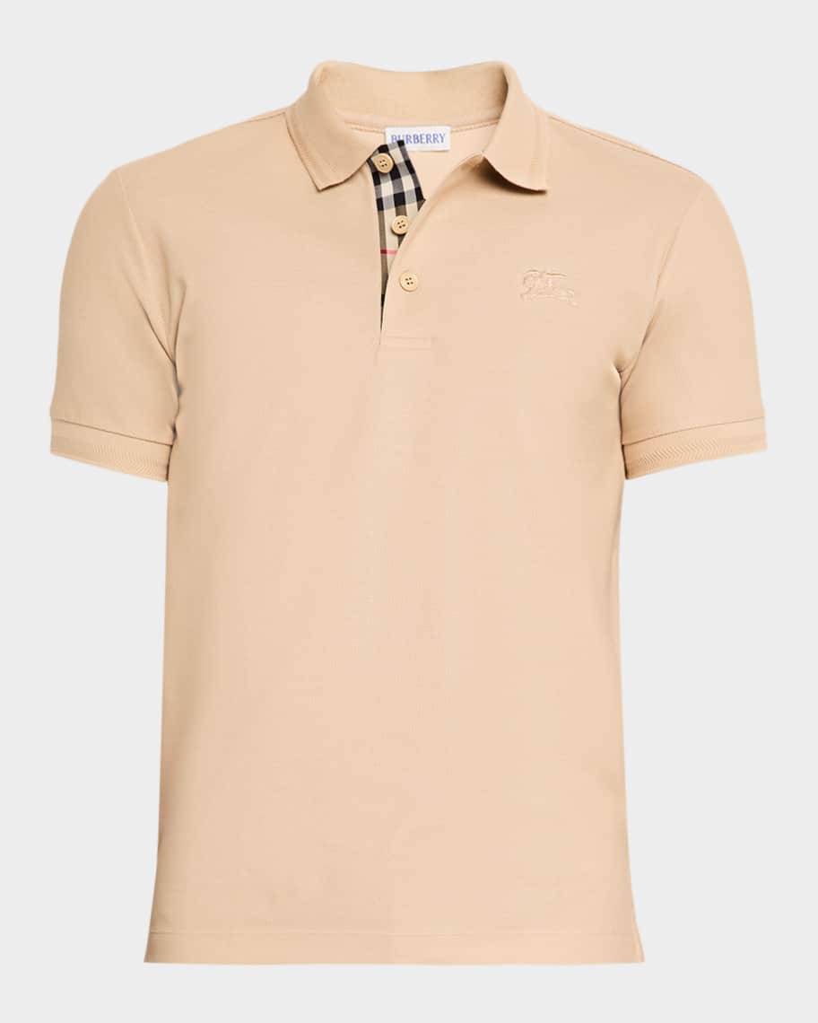 Burberry Men's Cotton Pique Check-Placket Polo Shirt | Neiman Marcus