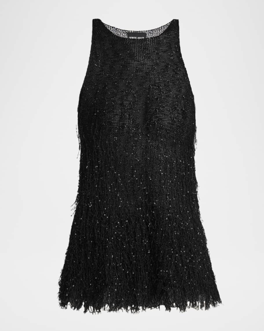 GIORGIO ARMANIトップス Giorgio Armani Sleeveless Beaded Fringe Knit Top | Neiman Marcus