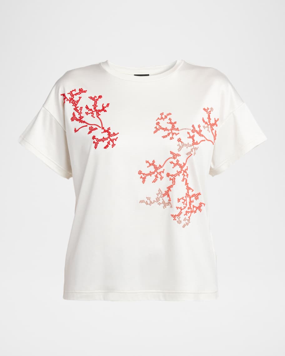Giorgio Armani Embroidered Short-Sleeve T-Shirt | Neiman Marcus