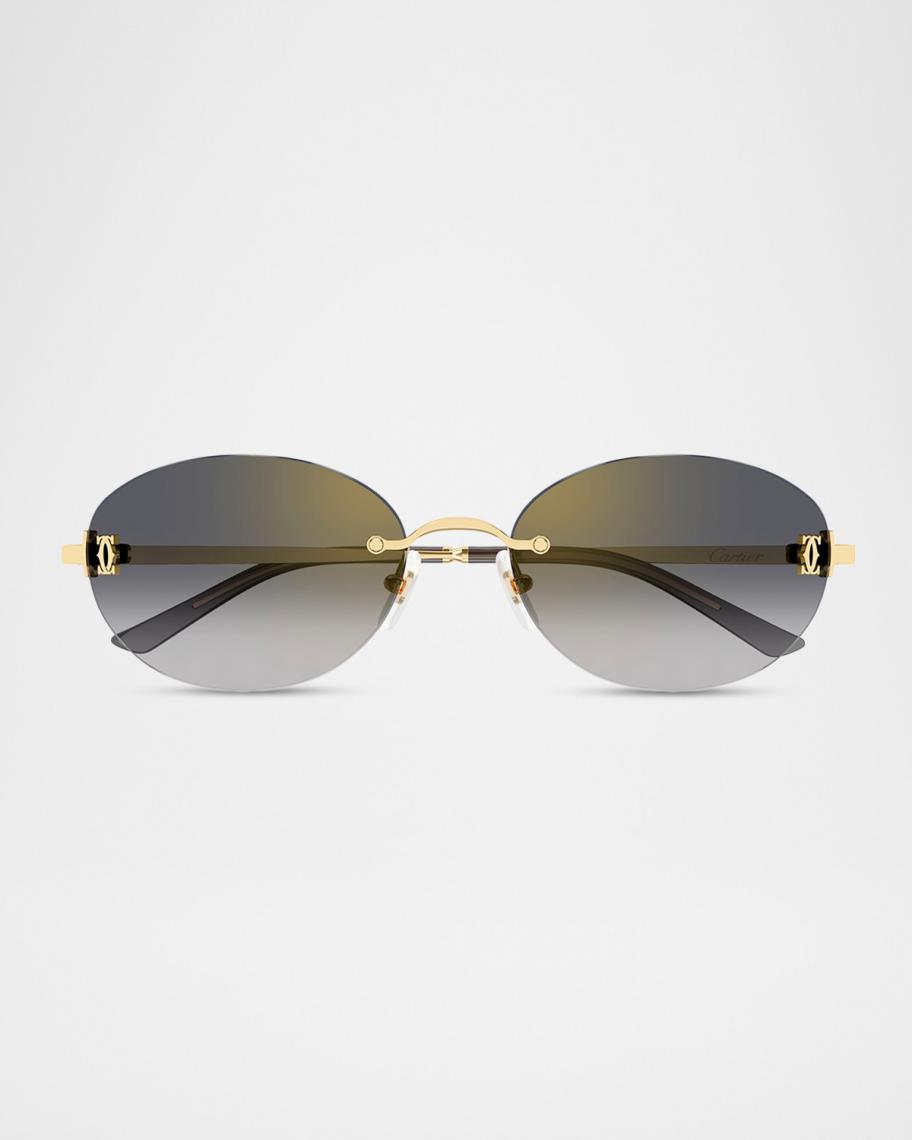 Cartier 54mm Metal Oval Sunglasses | Neiman Marcus