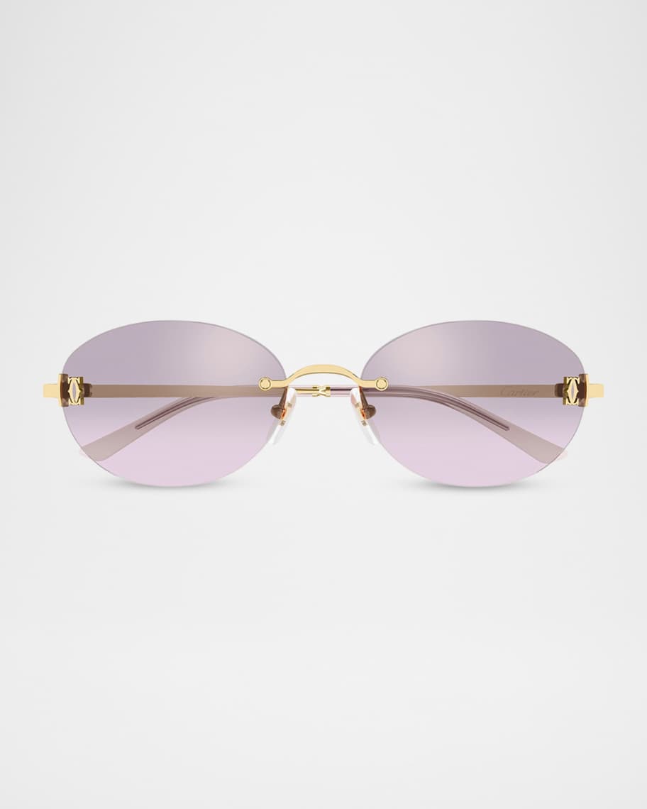 Cartier 54mm Metal Oval Sunglasses | Neiman Marcus