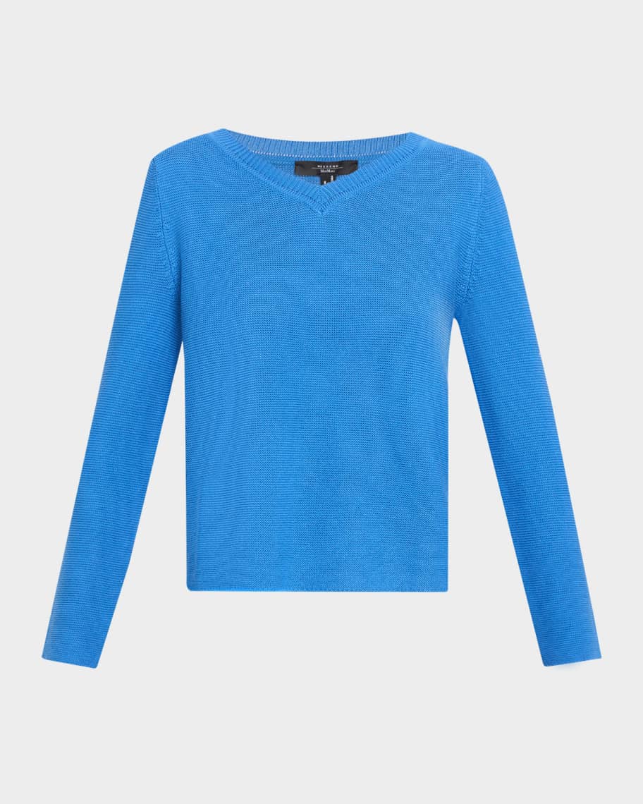 Weekend Max Mara V-Neck Cotton Knit Sweater - Women's Clothing