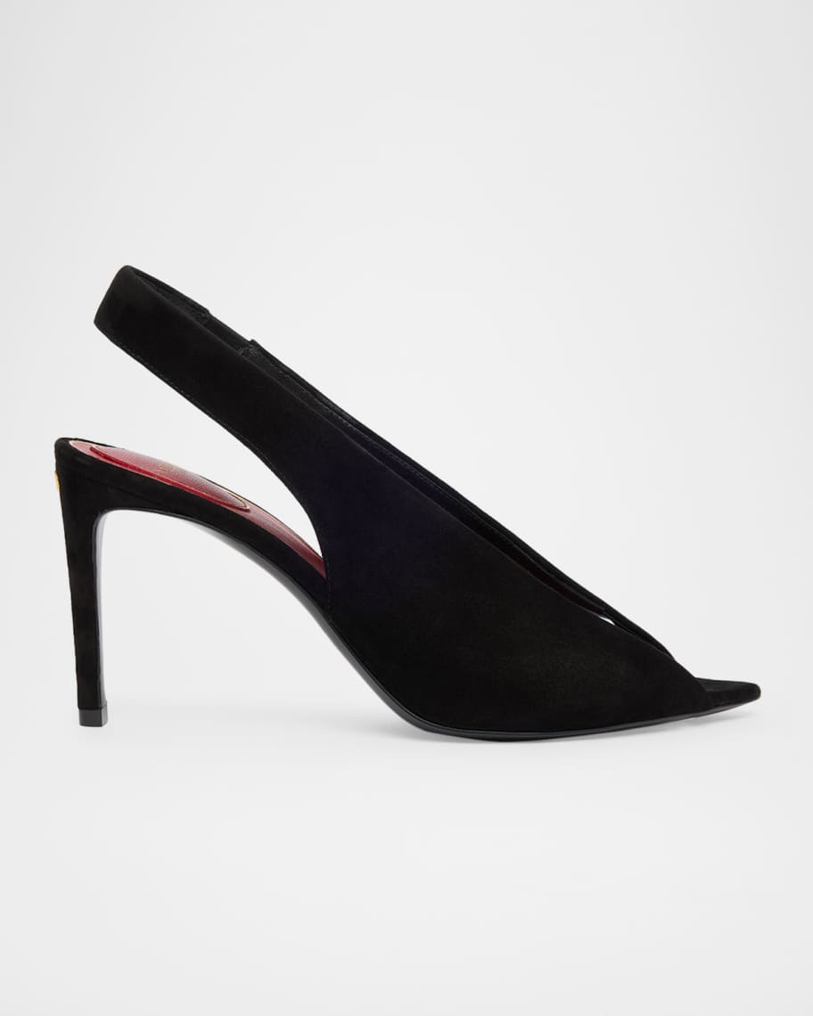 ジョバンニ バレンチノ Valentino Garavani 85mm Suede Slingback Sandals | Neiman Marcus