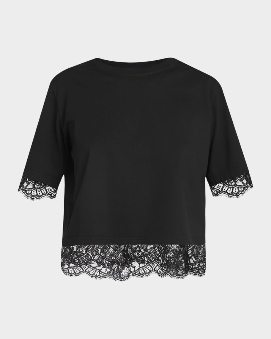 McQueen Lace Layered Short-Sleeve T-Shirt | Neiman Marcus