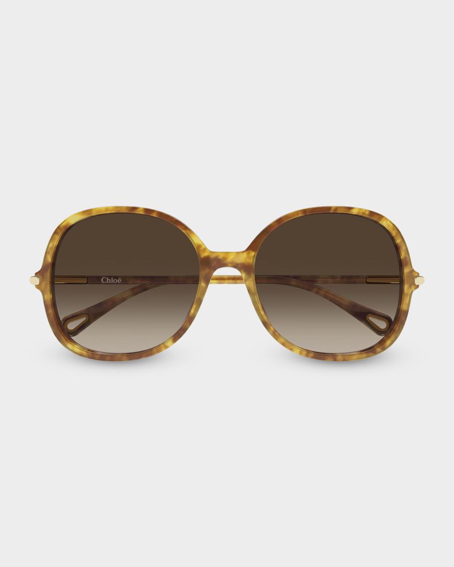 Chloe Tortoise Amber Round Oversized Sunglasses with Dark Gradient Lenses Authentic Chloé Oversized Round Sunglasses in Dark Tortoise  main image 3