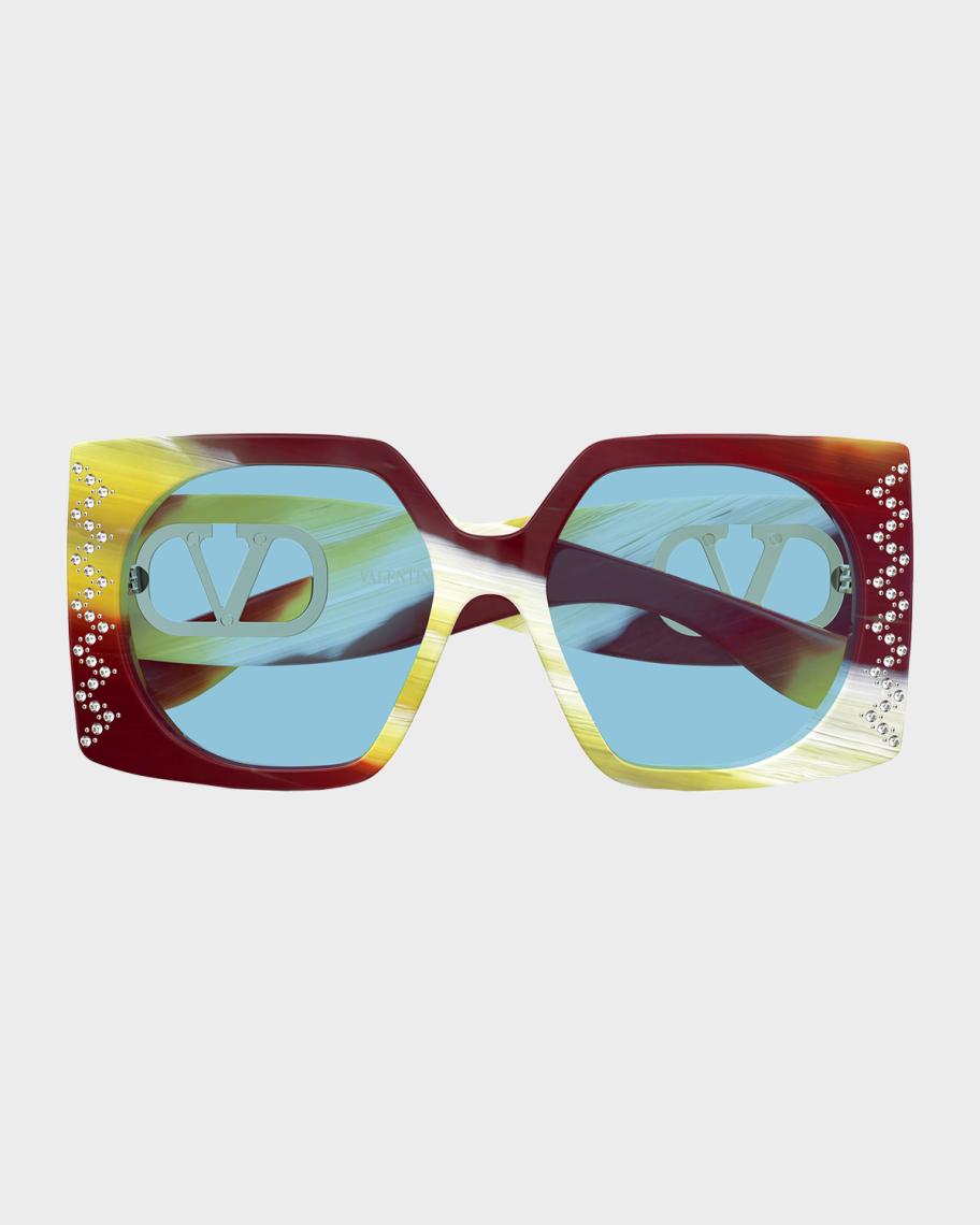 Valentino Garavani V Due 55mm Square Sunglasses | Neiman Marcus