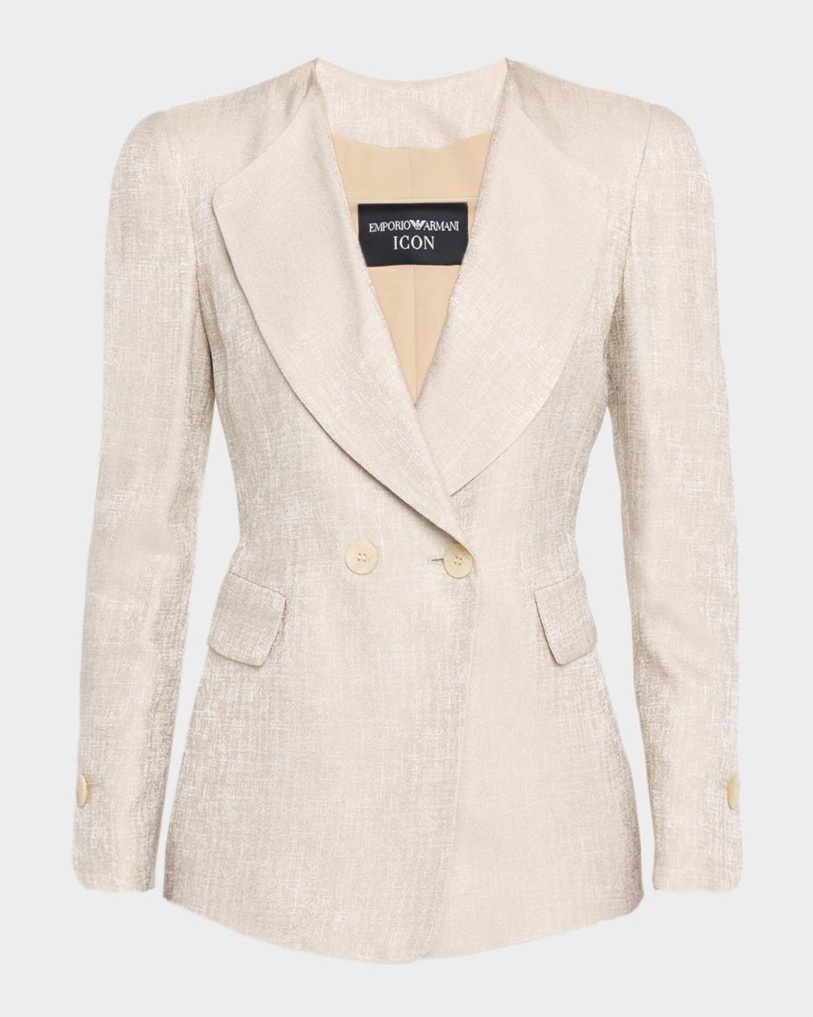 Emporio Armani Icon Double-Breasted Armure Jacquard Jacket