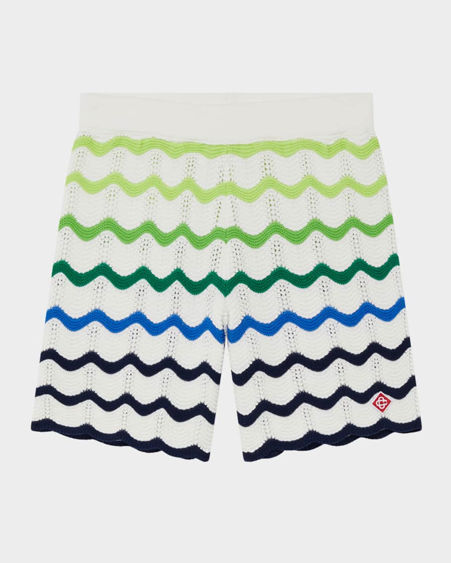 CASABLANCA Boy's Gradient Wave Cotton Crochet Shorts, Size 3-14