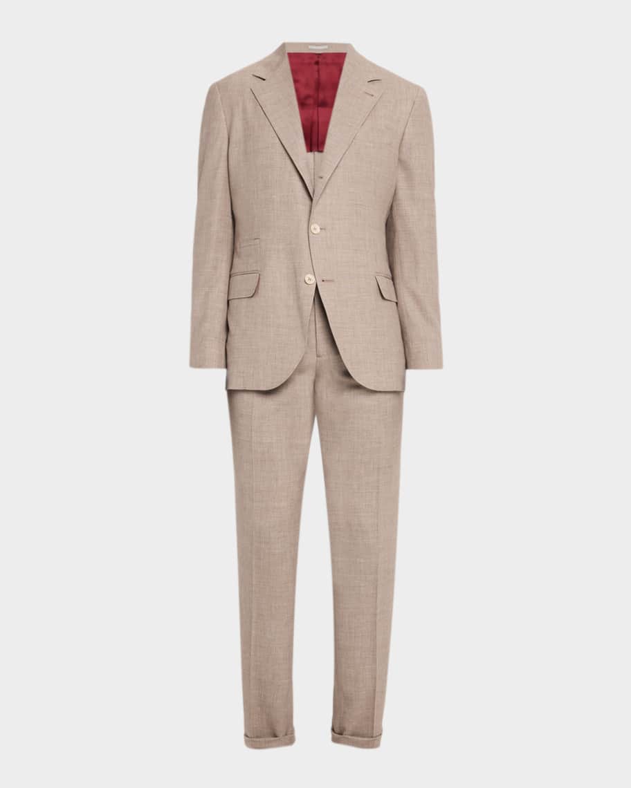 BRUNELLO CUCINELLI ウール シルク混 スラックス サイズS Brunello Cucinelli Men's Wool. Silk and Linen Sharkskin Two-Piece