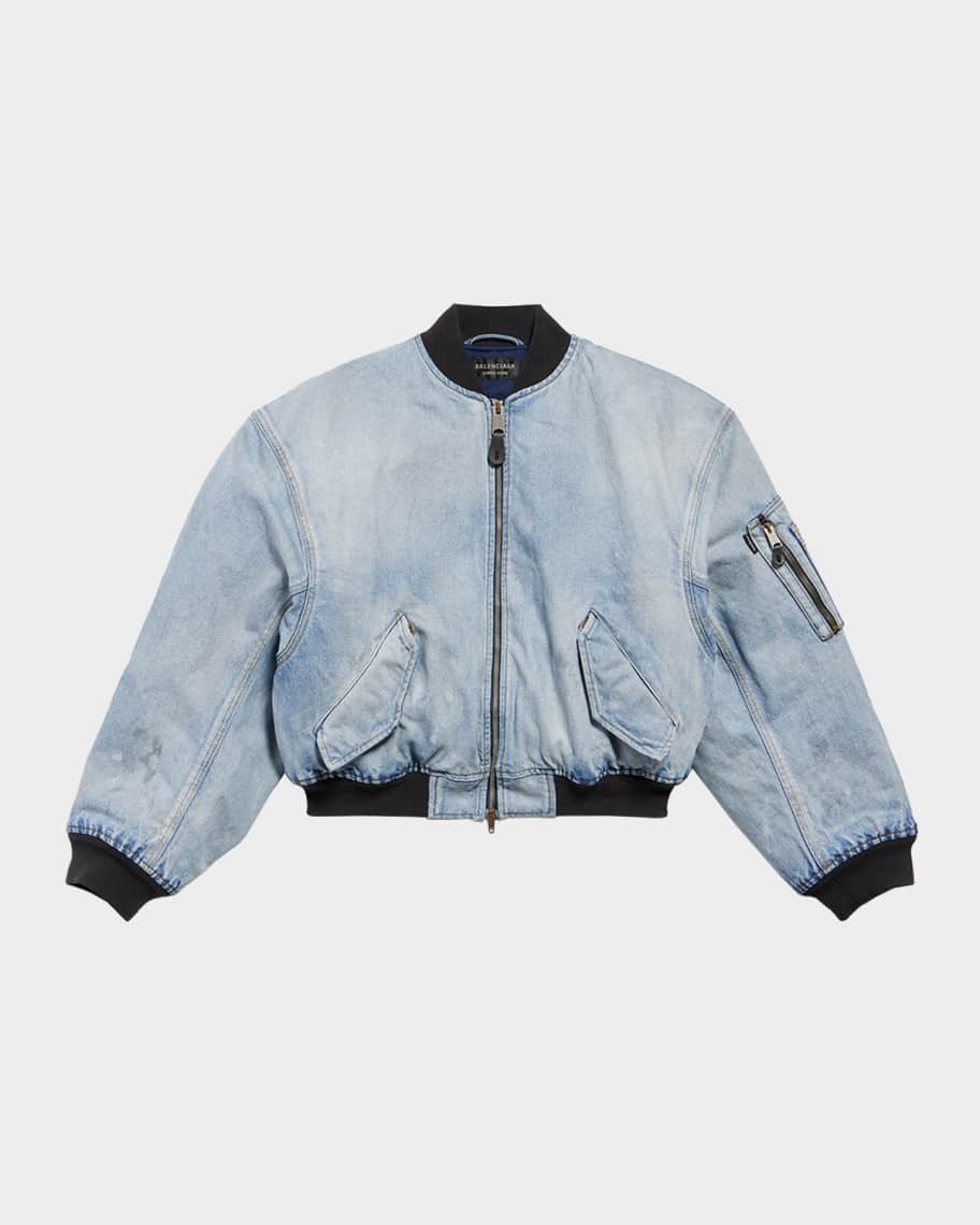 BALENCIAGA denim bomber jacket サイズxs Balenciaga Denim Oversized Bomber Jacket | Neiman Marcus
