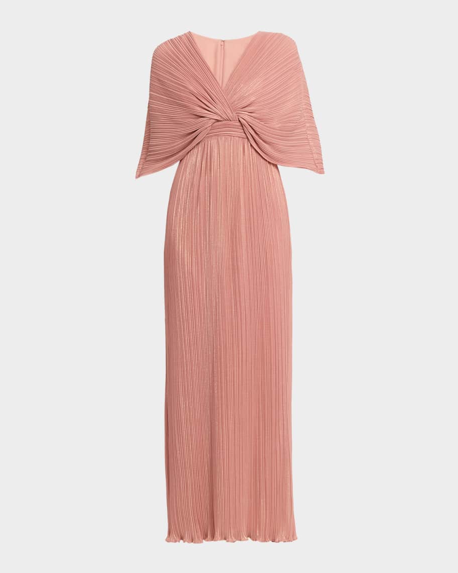 AIDAN MATTOX　ロングフォーマルドレス　「６ 」/ １１号程度 Aidan Mattox Pleated Metallic Chiffon Column Gown | Neiman Marcus