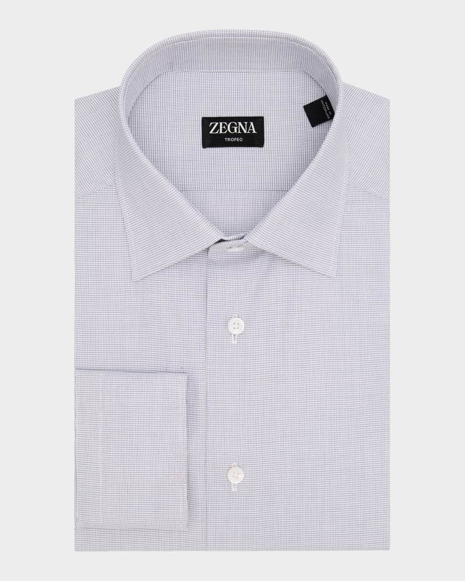 ZEGNA Men's Micro-Check Trofeo Cotton Dress Shirt | Neiman Marcus