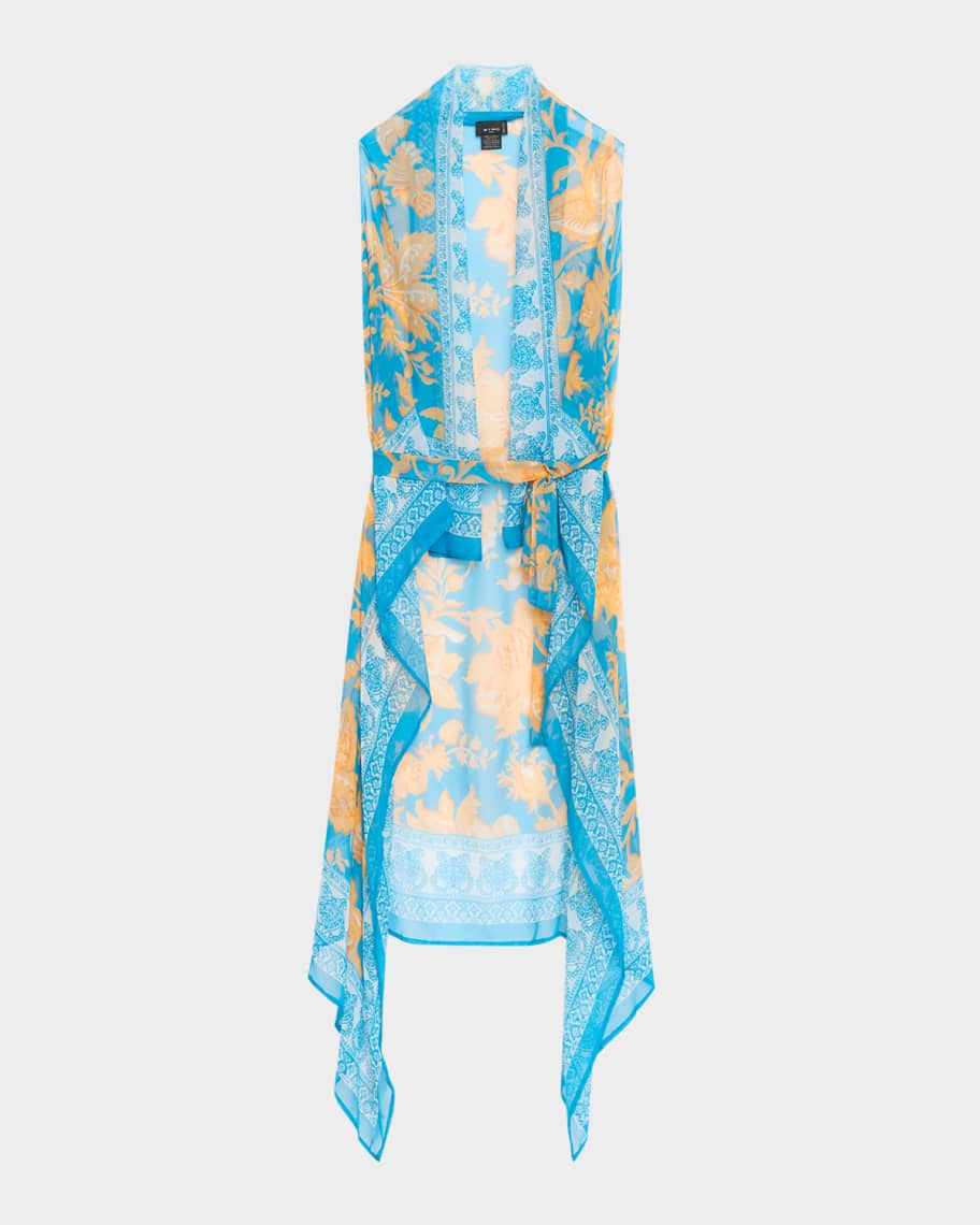 Etro Sleeveless Floral-Print Silk Foulard Vest | Neiman Marcus