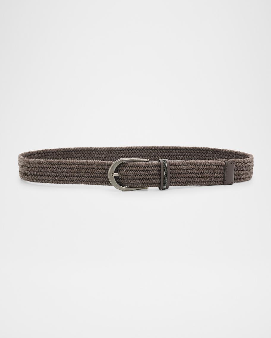 Brunello Cucinelli Braided Belt with Shiny Loop | Neiman Marcus