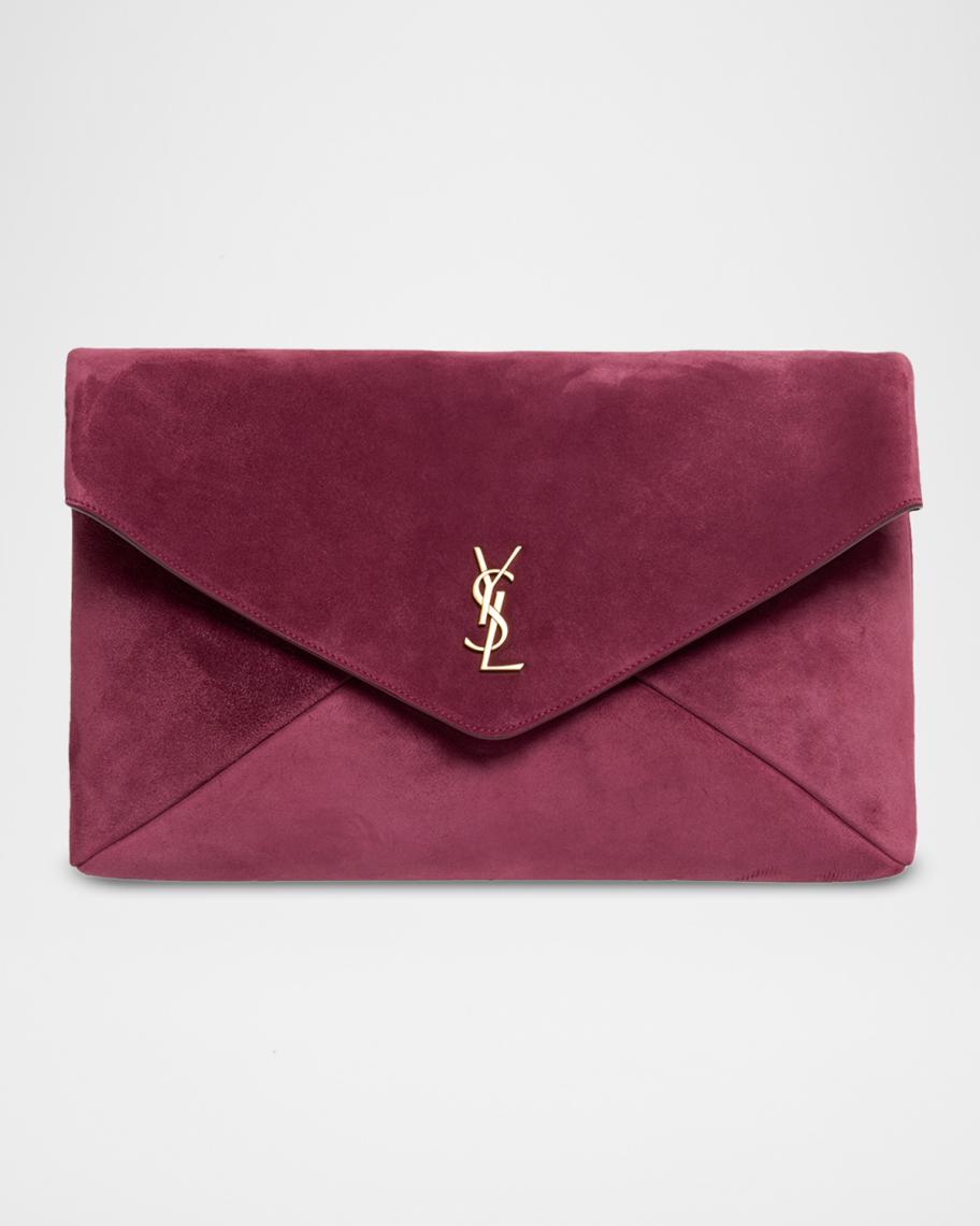 YSL XXL Suede Envelope Pouch Clutch Bag