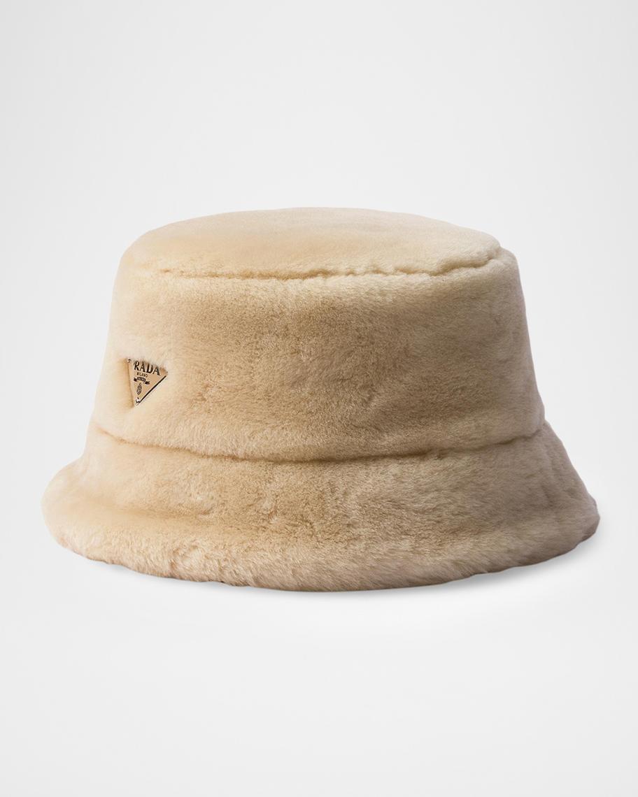 Prada Sheep Shearling Bucket Hat | Neiman Marcus display picture 3