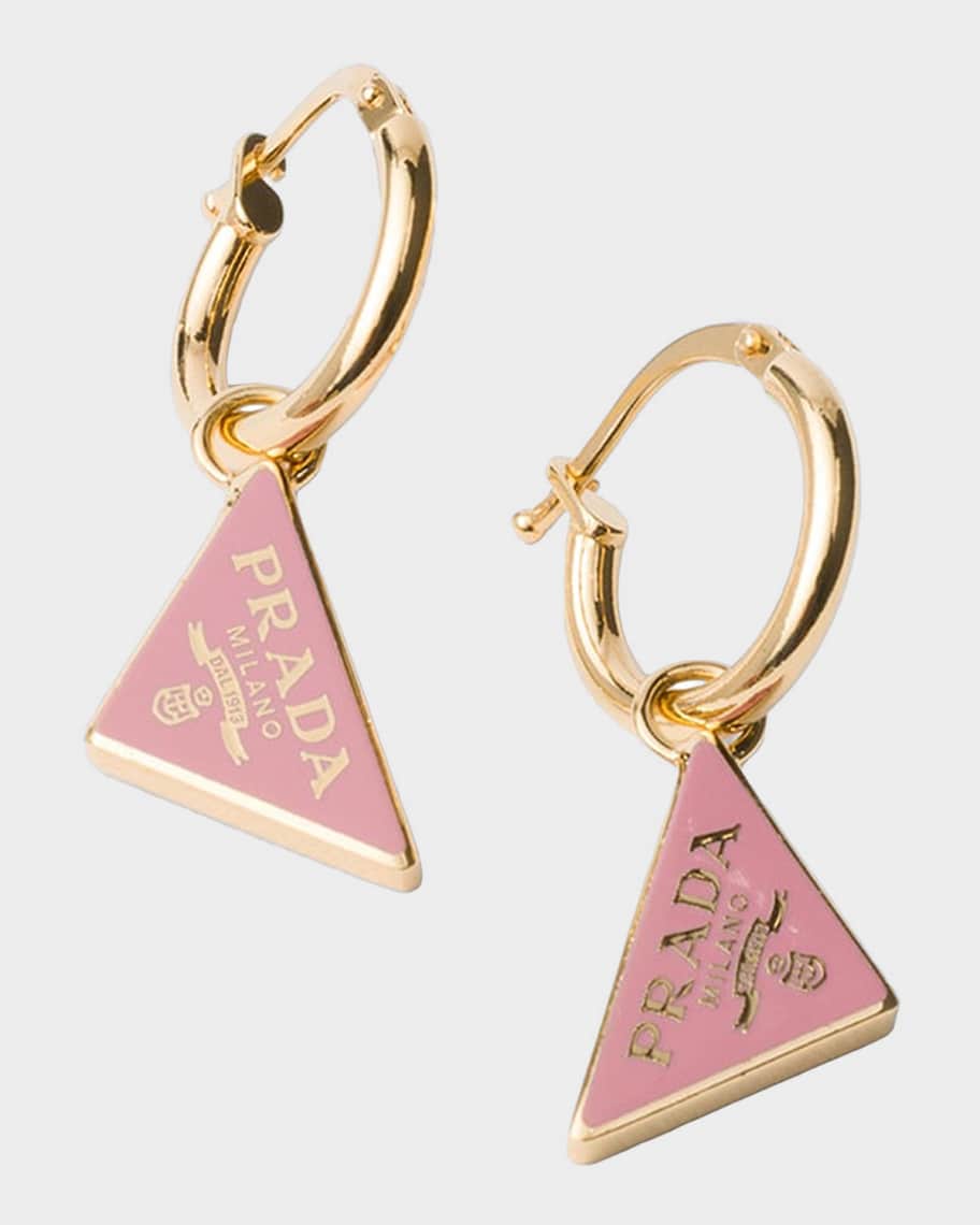 Prada Enameled Metal Logo Earrings | Neiman Marcus