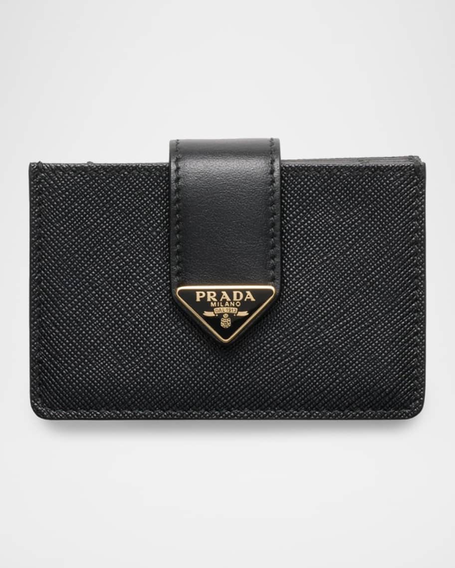 Prada Saffiano and Smooth Leather Card Holder | Neiman Marcus