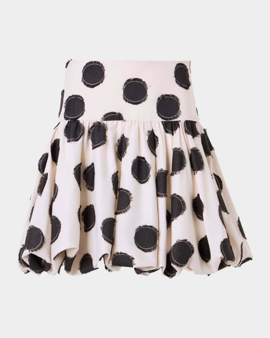 Akris punto Fringed Polka Dot Jacquard Mini Skirt | Neiman Marcus