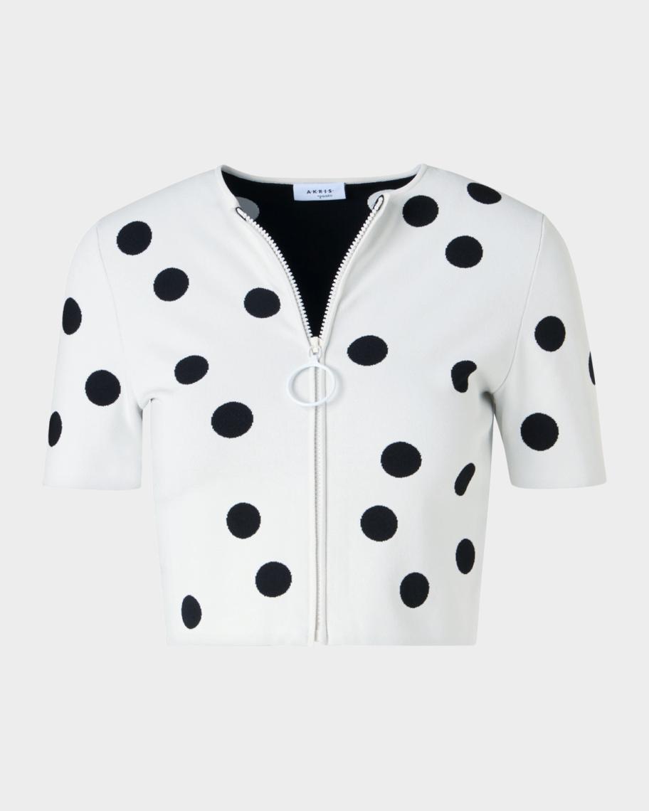Akris punto Polka-Dot Short Knit Cardigan | Neiman Marcus