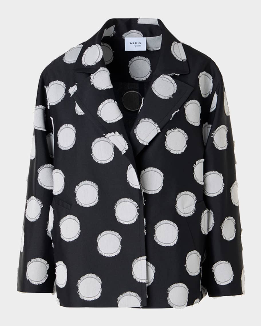 Akris punto Fringed Polka Dot Jacquard Oversized Jacket | Neiman