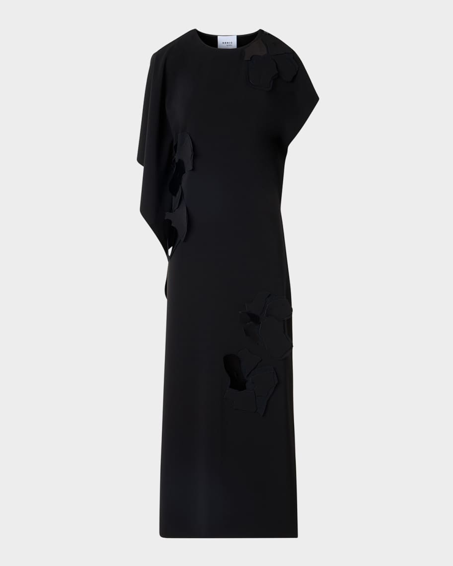 Akris punto Sleeveless Asymmetric Draped Papercut Flower Crepe