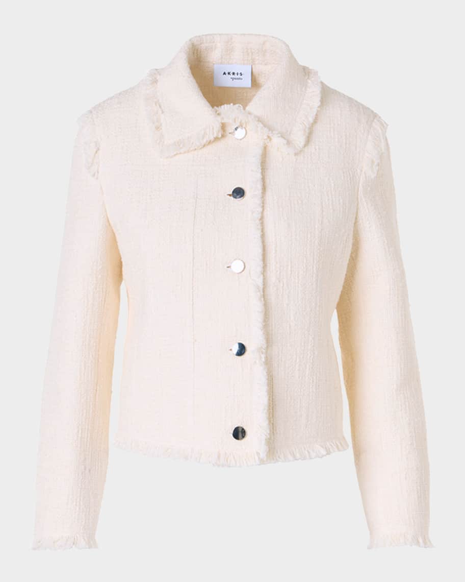 AMERI VINTAGE FRINGE TWEED SHORT JACKET Women's Fringe Stripe
