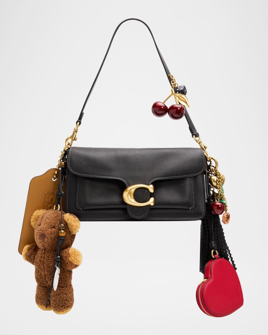 Coach Tabby Grain Leather Shoulder Bag with Charms | Neiman Marcus