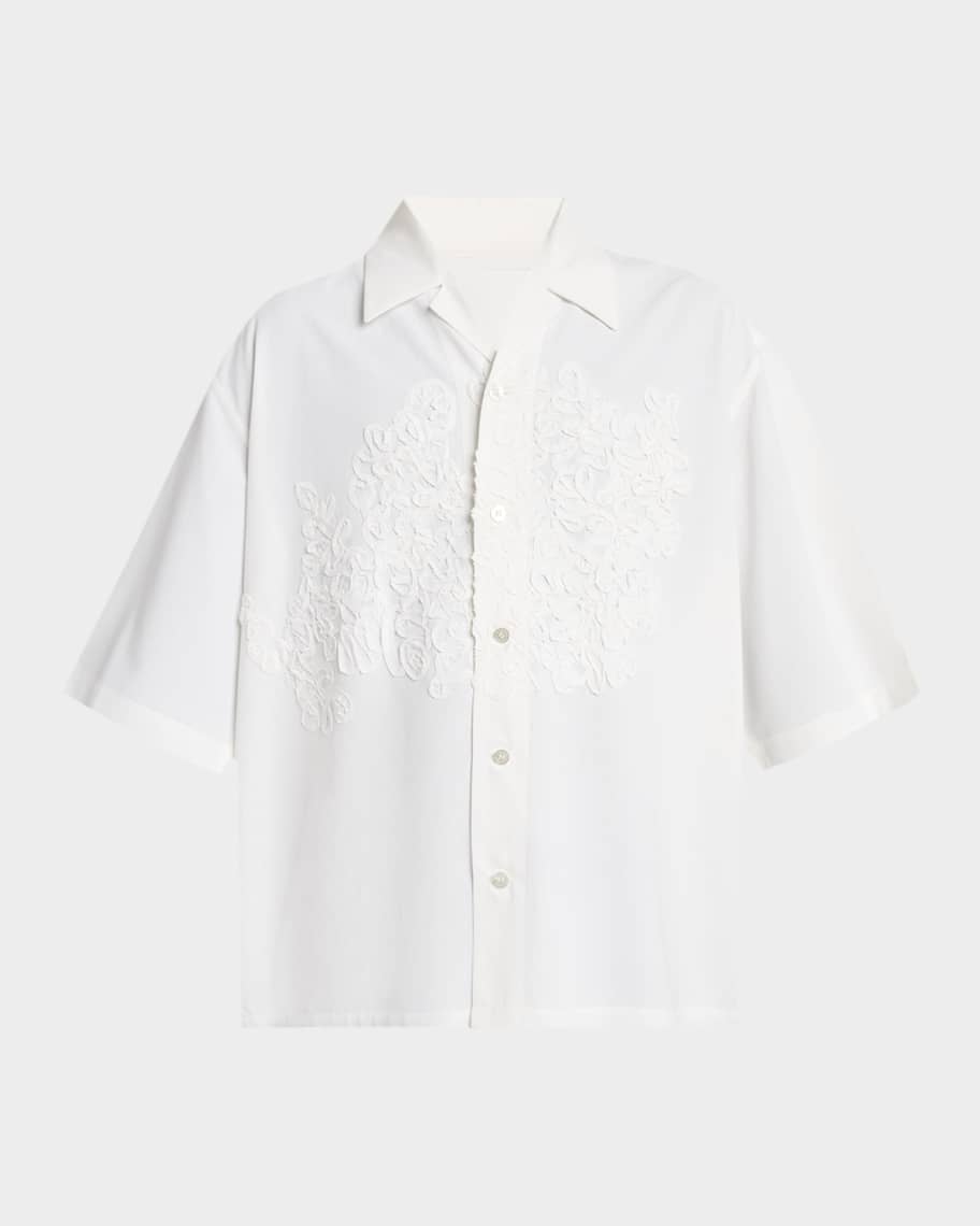 Homme Plisse Issey Miyake Men's Floral Applique Polyester Short