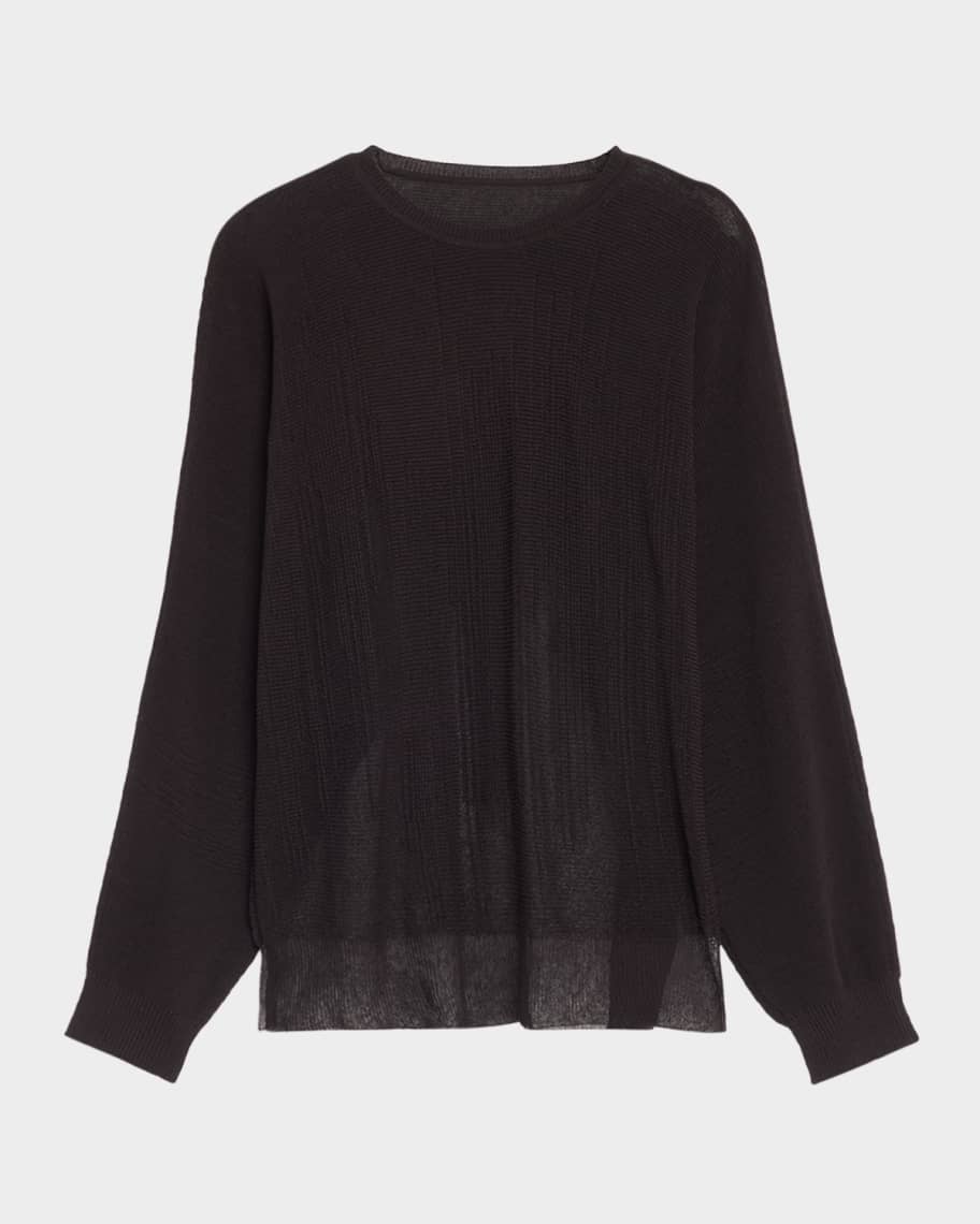 Homme Plisse Issey Miyake Men's Homme Plisse Sheer Knit Crewneck