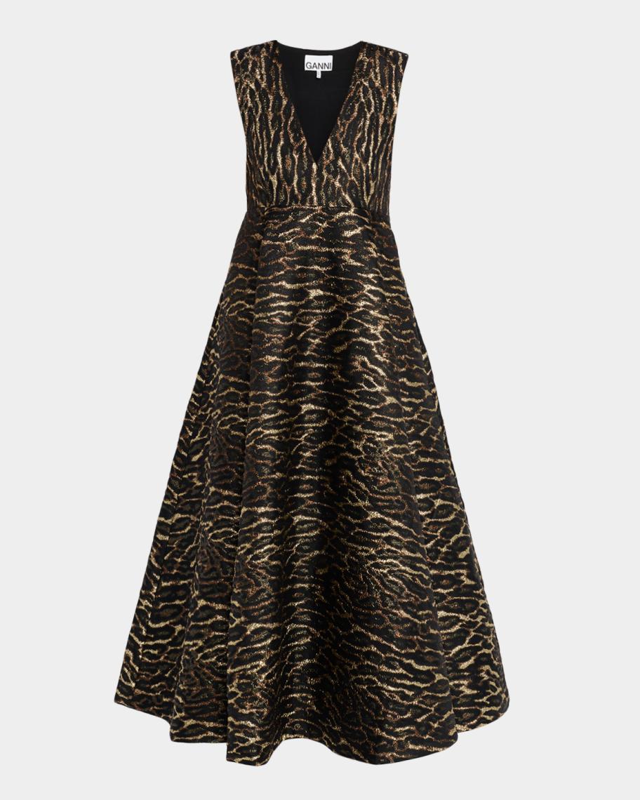 ganni metallic ribbed-knit midi dress GANNI Metallic Ribbed-Knit Midi Dress