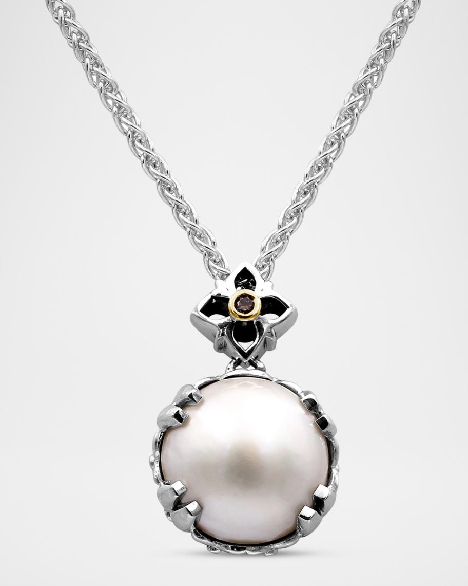 Stephen Dweck White Pearl Pendant Necklace with Floral Bale | Neiman Marcus