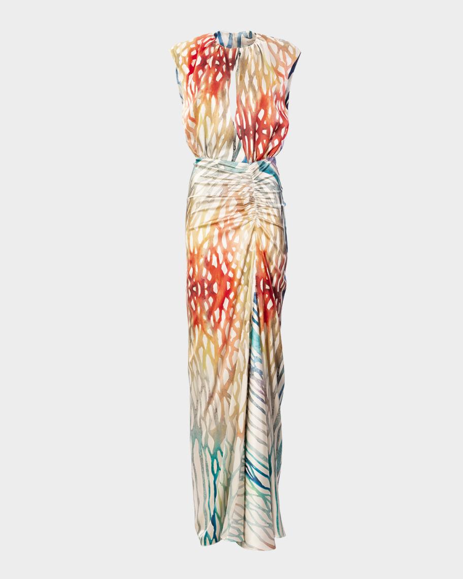 ポーランド★クロスノ★Krosno★『Samara / サマラ 』フラワーベース Silvia Tcherassi Samaira Coral Symphony Ruched Sleeveless Maxi