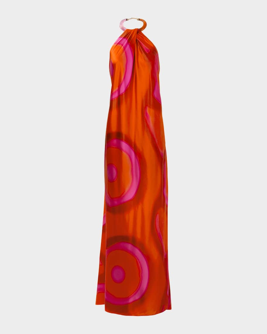 Silvia Tcherassi Jesse Abstract-Print Backless Halter Maxi Dress