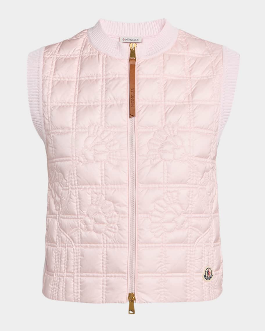 Moncler Floral-Quilted Cropped Down Vest | Neiman Marcus