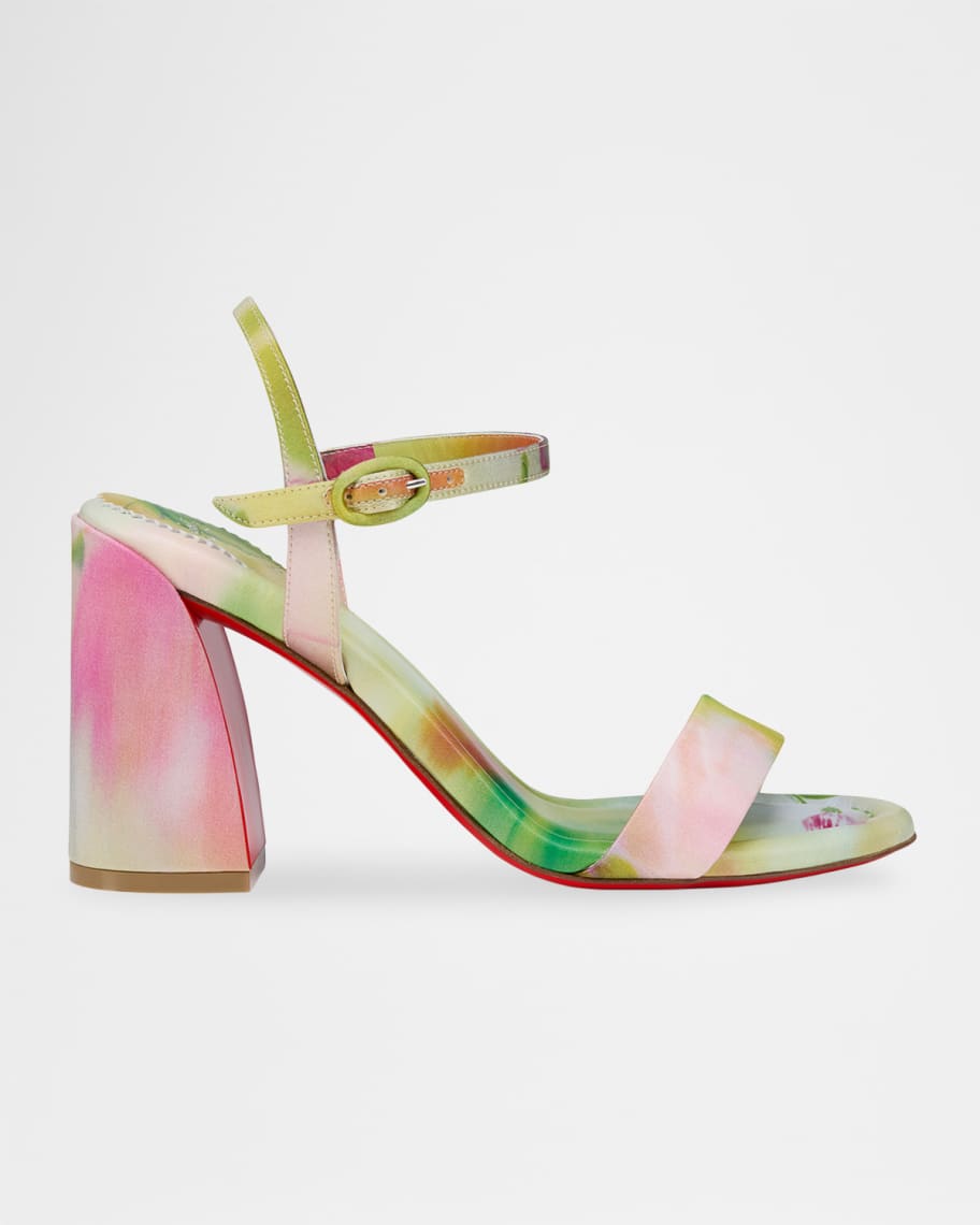 Christian Louboutin 85mm Jane Tie-Dye Satin Sandals | Neiman Marcus