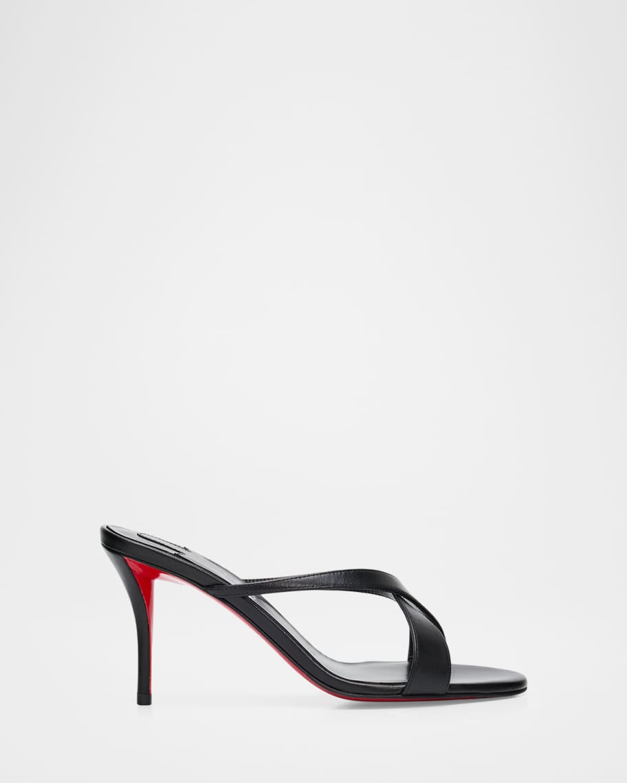 Christian Louboutin 80mm Mulazee Leather Crisscross Mules | Neiman