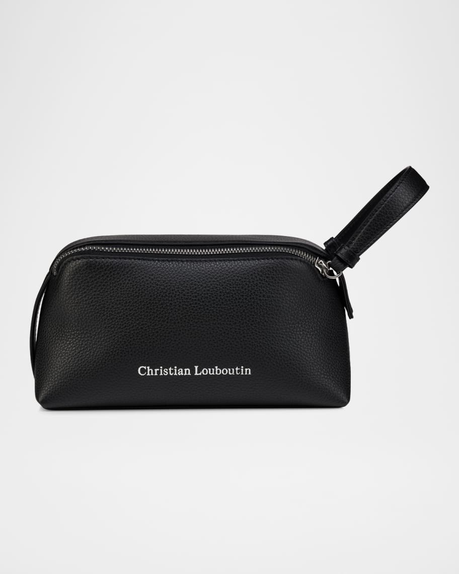 Christian Louboutin Men's Nostalgic Zip Pouch in Grained Leather