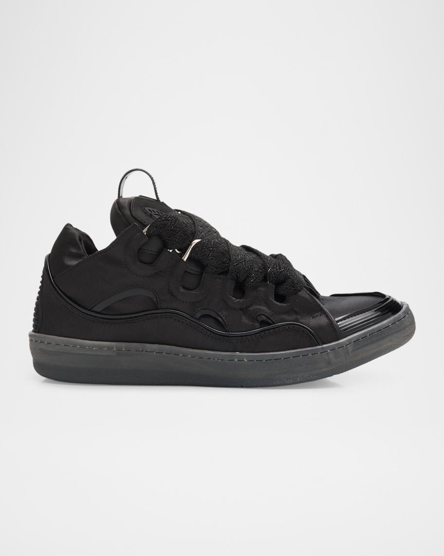Lanvin Men's Curb Satin Leather Oversized Sneakers | Neiman Marcus
