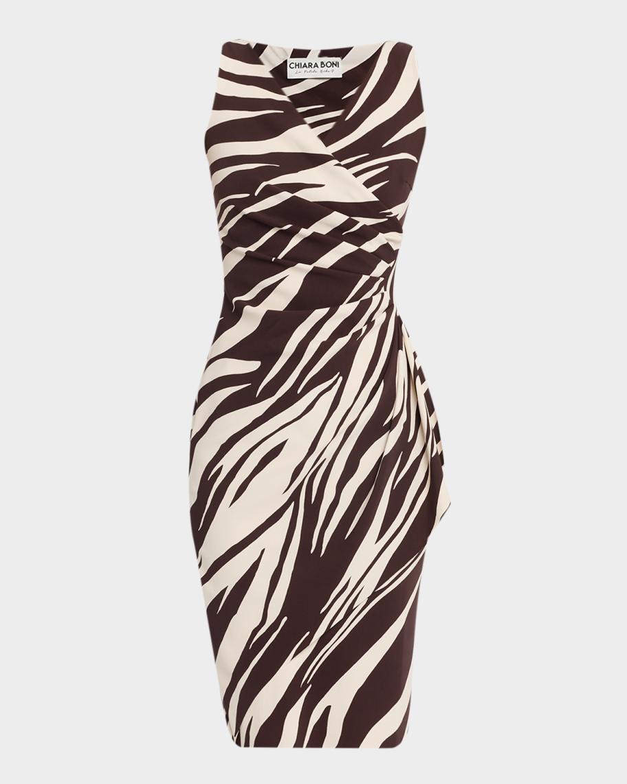 Chiara Boni La Petite Robe Charisse Pleated Animal-Print Dress | Neiman ...